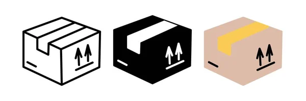 Ikona Pudełka Rodzaje Kolor Czarny Biały Zarys Odizolowany Symbol Znaku — Wektor stockowy