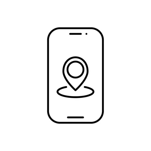 Icona Della Posizione Sullo Smartphone Outline Smartphone Posizione Vettoriale Icona — Vettoriale Stock