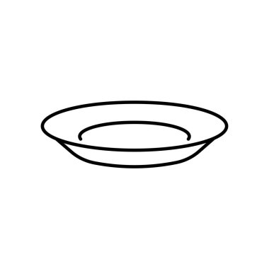 Beyaz arka planda izole edilmiş yiyecek ikonu vektör levhası. Tabak dolusu yiyecek sembolü