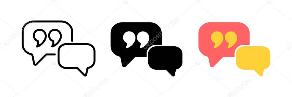 Quote and babble speech icon vector logo template