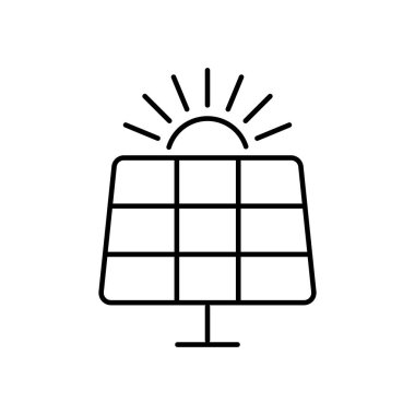 Güneş paneli ikon vektörü. Basit düz sembol. Beyaz arkaplanda mükemmel siyah resim çizimi.
