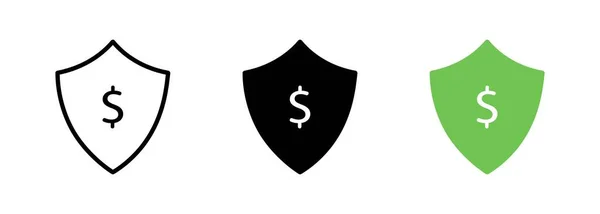 Значок Щита Символом Долара Ізольовано Білому Тлі Захист Захисного Щита — стоковий вектор