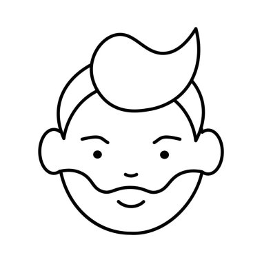 Genç bir adam. Sakallı genç bir adamın ikonu. Vektör illüstrasyonu