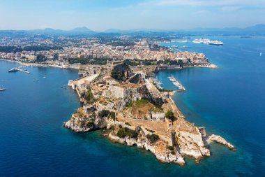 The old Venetian fortress of Corfu town, Corfu, Greece. The Old Fortress of Corfu is a Venetian fortress in the city of Corfu. Venetian Old Fortress (Palaio Frourio), Corfu, Ionian Islands, Greece