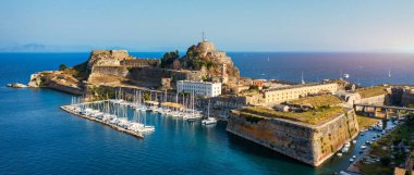 The old Venetian fortress of Corfu town, Corfu, Greece. The Old Fortress of Corfu is a Venetian fortress in the city of Corfu. Venetian Old Fortress (Palaio Frourio), Corfu, Ionian Islands, Greece