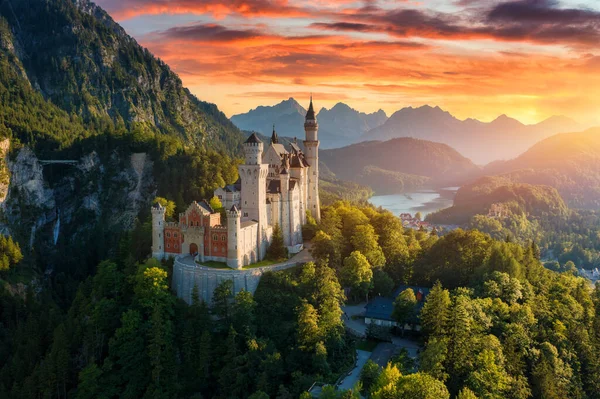 Fussen Bavyera Almanya Yakınlarındaki Neuschwanstein Peri Masalı Kalesi Ünlü Neuschwanstein — Stok fotoğraf