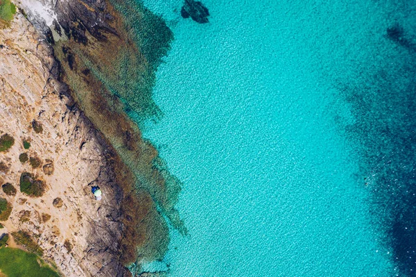 Pelosa Sahili Nin Spiaggia Della Pelosa Göz Kamaştırıcı Hava Manzarası — Stok fotoğraf
