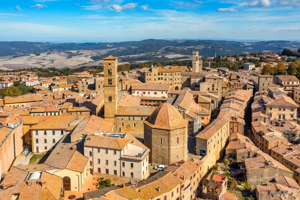 Toscana Volterra Stadssiluett Kyrka Och Panoramautsikt Maremma Italien Europa Panoramautsikt — Stockfoto