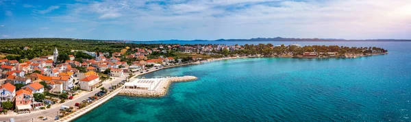 Petrcane Village Tourist Destination Coastline Aerial Panoramic View Dalmatia Region — Stok fotoğraf