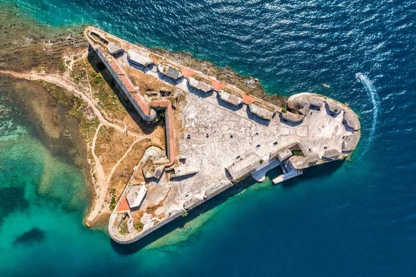 Aerial Shot Nicholas Fortress Sibenik Croatia Old Nicholas Fortress Sibenik — Fotografia de Stock