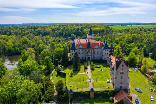 Luftaufnahme Der Burg Zleby Mittelböhmen Tschechische Republik Die Ursprüngliche Burg — Stockfoto