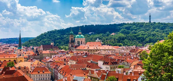Vue Panoramique Sur Les Toits Rouges Prague République Tchèque Vue — Photo
