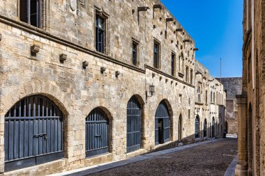 The Street of the Knights, the most famous street in Rhodes old town, Rhodes island, Greece. The Street of the Knights in Rhodes is one of the best preserved medieval monuments in the world. Greece