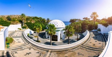 The beautiful buildings at Kalithea Springs constructed in the 1930s, Rhodes Island, Greece, Europe. Kallithea Therms, Kallithea Springs located at the bay of Kallithea on Rhodes island, Greece. 