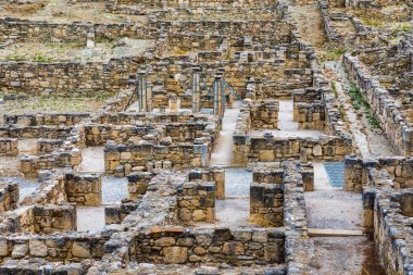 Ancient city of Kameiros on the Greek island of Rhodes in Dodekanisos archipelago. Ancient Kamiros, archaeological site. Archaeological site ancient Kamiros in Rhodes island at Greece. 