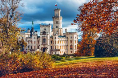 Hluboka Castle, historic chateau in Hluboka nad Vltavou in South Bohemia, Czech Republic. Famous Czech castle Hluboka nad Vltavou, medieval building with beautiful park. Prague, Czechia.