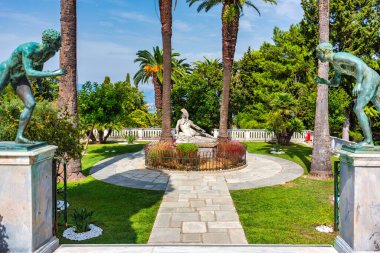 Achilleion palace in Corfu Island, Greece, built by Empress of Austria Elisabeth of Bavaria, also known as Sisi. The Achilleion palace in Corfu, Greece.