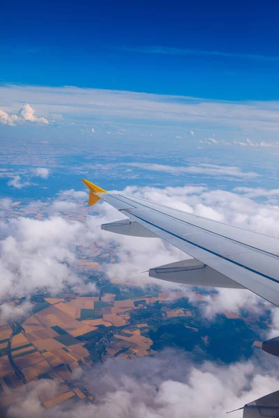 Vliegtuig Ramen Uitzicht Boven Aarde Oriëntatiepunt Naar Beneden Uitzicht Vanuit — Stockfoto
