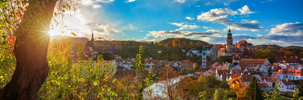 View Historical Centre Cesky Krumlov Town Vltava Riverbank Autumn Day — Photo