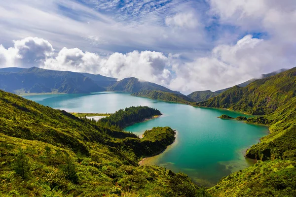 Bela Vista Panorâmica Lago Lagoa Fogo Ilha São Miguel Açores — Fotografia de Stock