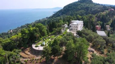 Achilleion palace in Corfu Island, Greece, built by Empress of Austria Elisabeth of Bavaria, also known as Sisi. The Achilleion palace in Corfu, Greece.