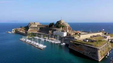 The old Venetian fortress of Corfu town, Corfu, Greece. The Old Fortress of Corfu is a Venetian fortress in the city of Corfu. Venetian Old Fortress (Palaio Frourio), Corfu, Ionian Islands, Greece
