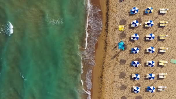 Пляж Ксампіка Золотим Піщаним Видом Зверху Родос Греція Вид Висоти — стокове відео