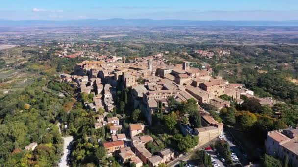 Pueblo Montepulciano Con Maravillosa Arquitectura Casas Hermoso Casco Antiguo Toscana — Vídeos de Stock