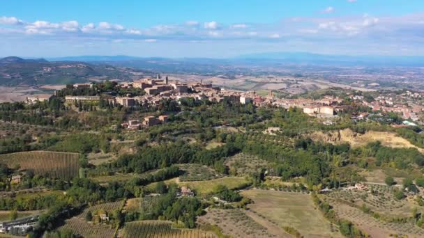 Wioska Montepulciano Wspaniałą Architekturą Domami Piękne Stare Miasto Toskanii Włoszech — Wideo stockowe