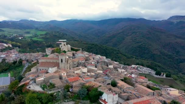 Aerial View City Montalbano Elicona Italy Sicily Messina Province Aerial — Stock Video
