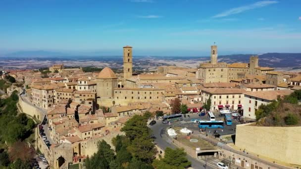Toscane Skyline Van Stad Volterra Kerk Panoramisch Uitzicht Maremma Italië — Stockvideo