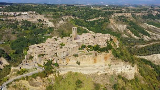 Famous Civita Bagnoregio Sunny Day Province Viterbo Lazio Italy Medieval — Stock Video