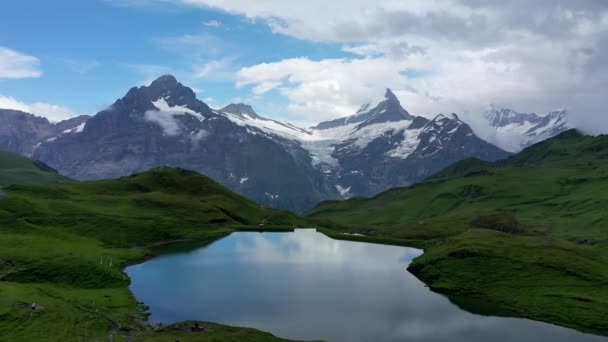 Lac Bachalpsee Aube Oberland Bernois Suisse Vue Alpine Sur Schreckhorn — Video