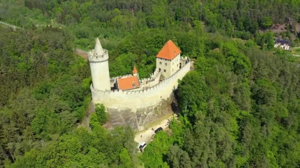 Flygfoto Över Medeltida Slottet Kokorin Närheten Prag Tjeckien Centraleuropa Medeltida — Stockvideo