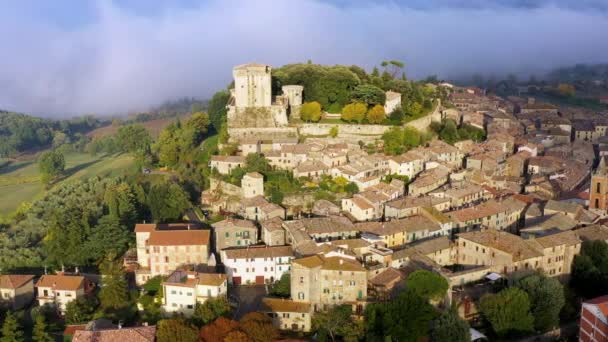 Sarteano Village Tuscany Italy Sarteano Medieval Castle Top Village Siena — Stock Video