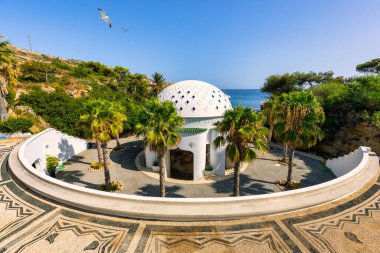 The beautiful buildings at Kalithea Springs constructed in the 1930s, Rhodes Island, Greece, Europe. Kallithea Therms, Kallithea Springs located at the bay of Kallithea on Rhodes island, Greece. 