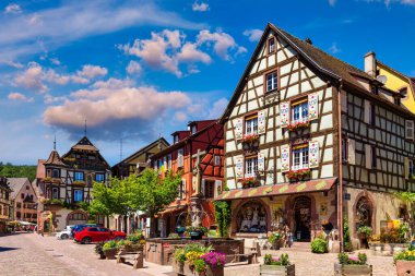 Kaysersberg in Alsace, one of the most beautiful villages of France. Kaysersberg in Alsace in the department of Haut-Rhin of the Grand Est region of France. Small village of Kaysersberg in Alsace. clipart