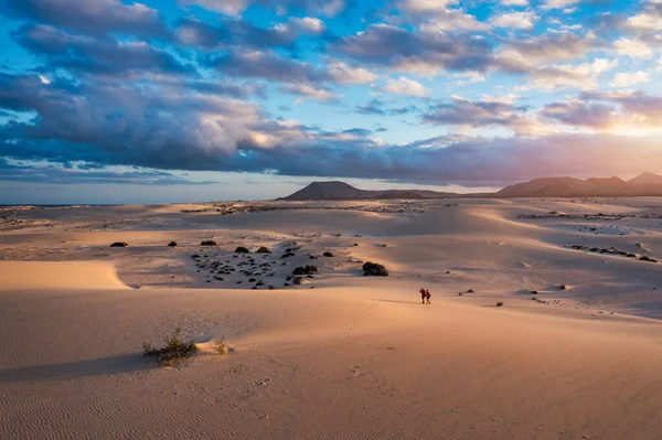 Sand Dunes Las Dunas Corralejo Corralejo Natural Park Dramatic Cloud — Stock Photo, Image