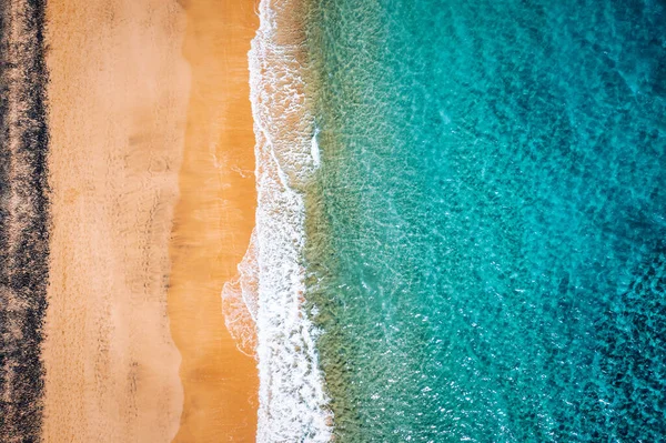 Παραλία Τυρκουάζ Νερά Στο Νησί Φουερτεβεντούρα Ισπανία Κανάρια Νησιά Αεροφωτογραφία — Φωτογραφία Αρχείου