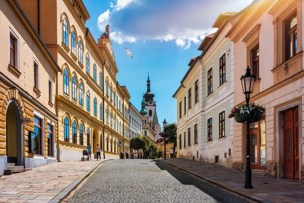 stock image Medieval Town Pisek and historic old street in Southern Bohemia, Czech Republic. Pisek has the oldest preserved early Gothic bridge in the Czech republic.