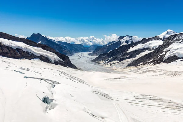 Lodowiec Aletsch Jungfraujoch Szwajcaria Jungfraujoch Top Europe Jedno Najwyższych Obserwatoriów — Zdjęcie stockowe