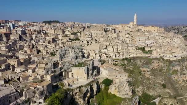 Veduta Panoramica Dell Antica Città Matera Sassi Matera Una Bellissima — Video Stock