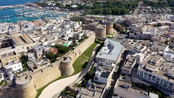 Vista Aérea Ciudad Otranto Península Salento Sur Italia Ciudad Más — Vídeos de Stock