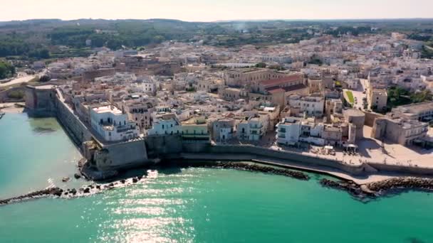 Vista Aérea Ciudad Otranto Península Salento Sur Italia Ciudad Más — Vídeos de Stock