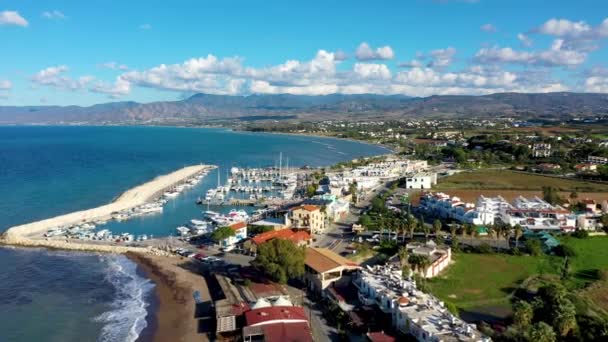 Άποψη Του Λιμανιού Λατσί Χερσόνησος Ακάμα Πόλη Χρυσοχούς Πάφος Κύπρος — Αρχείο Βίντεο