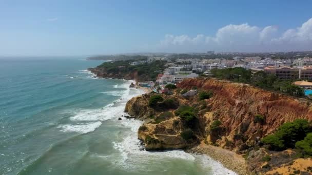 Prachtig Uitzicht Vanuit Lucht Van Olhos Agua Albufeira Algarve Portugal — Stockvideo