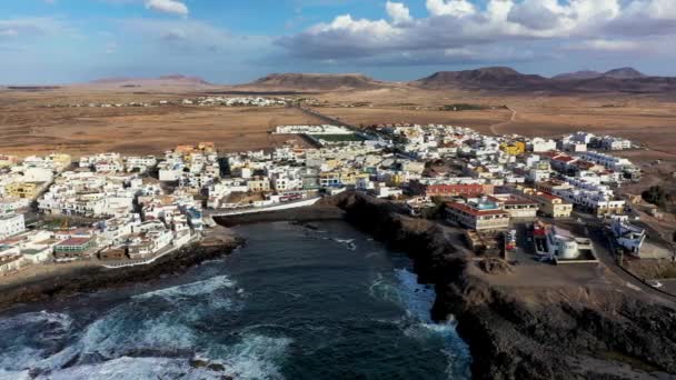 Vista Panorámica Ciudad Cotillo Fuerteventura Islas Canarias España Escénicos Coloridos — Vídeos de Stock