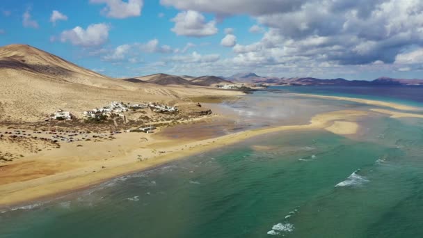 Jandia Peninsula Risco Del Paso Playas Sotavento Laguna Sotavento Fuerteventura — Vídeo de Stock