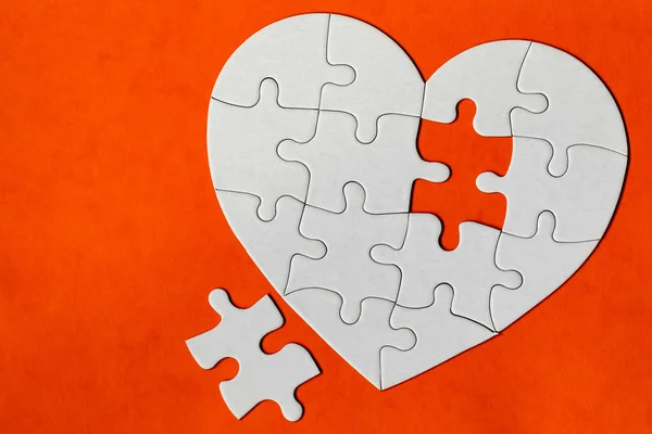 Objet Coeur Fait Pièces Puzzle Cœur Complet Puzzle Pièces Forme — Photo