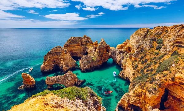 Panoramatický Výhled Ponta Piedade Nedaleko Lagosu Algarve Portugalsko Skály Turistická — Stock fotografie